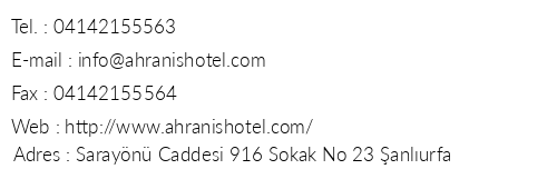 Ahranis Hotel telefon numaralar, faks, e-mail, posta adresi ve iletiim bilgileri
